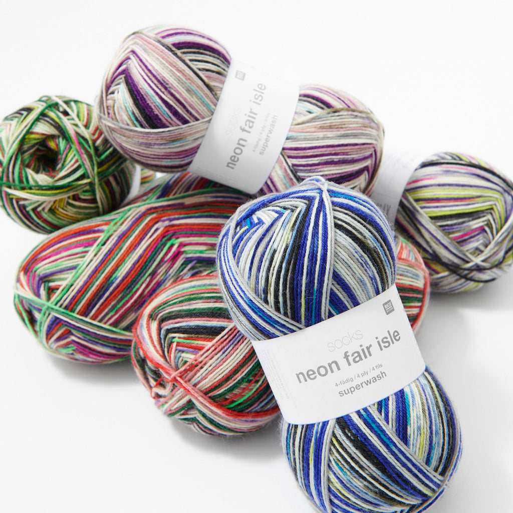 Socks neon fair isle