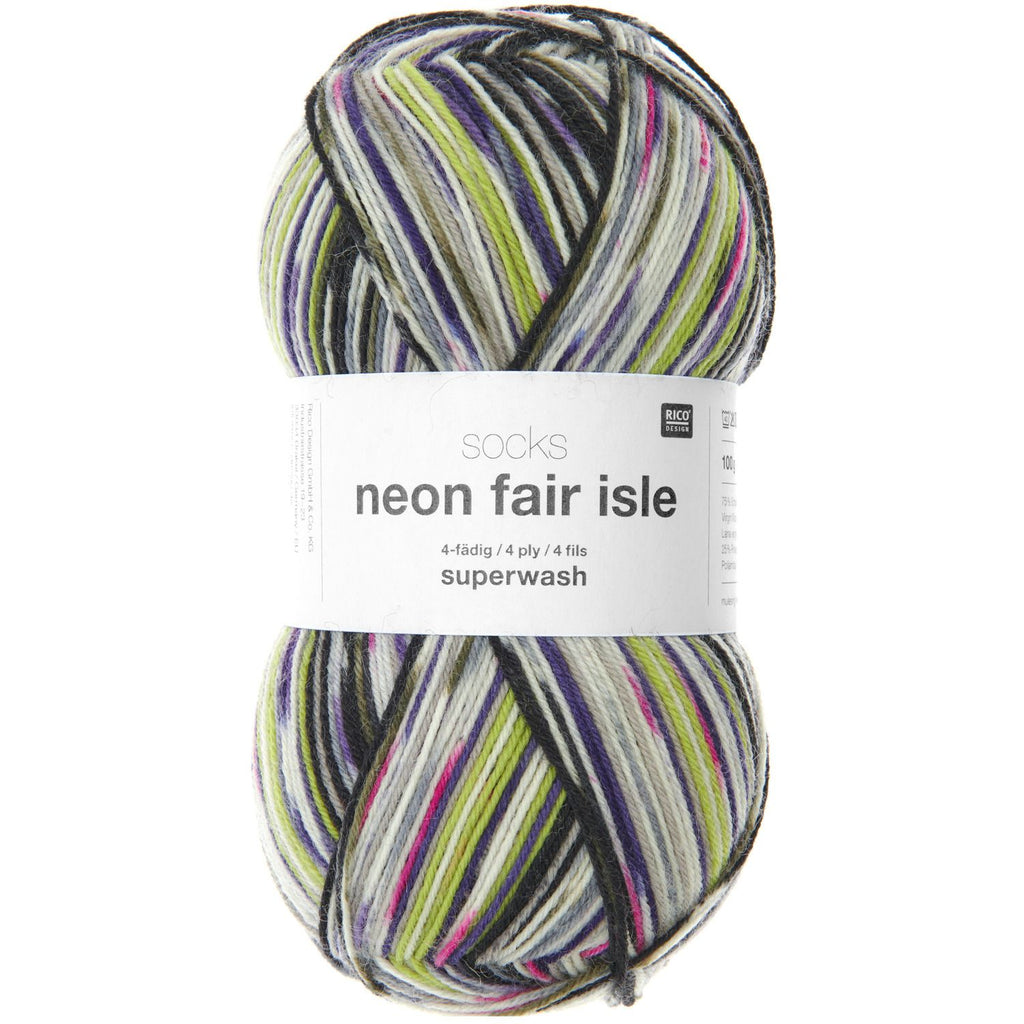 Socks neon fair isle