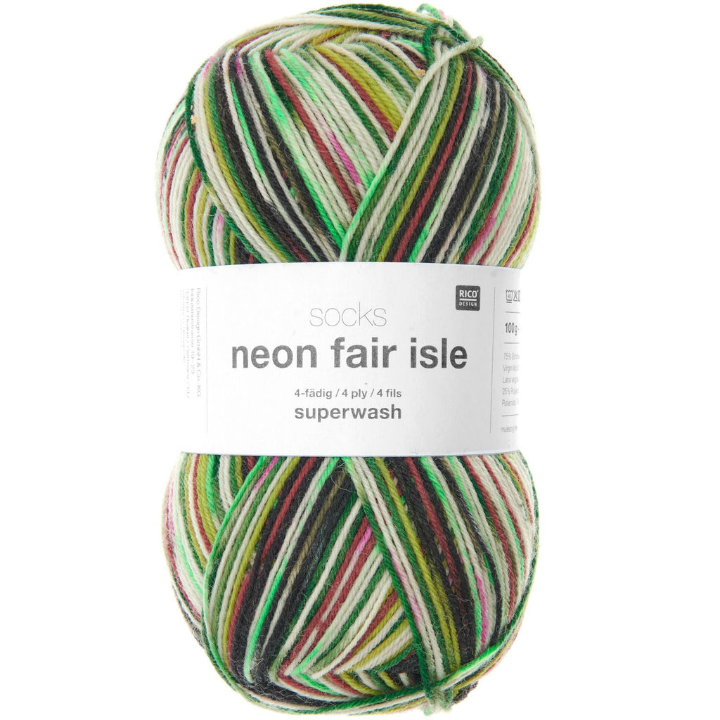 Socks neon fair isle