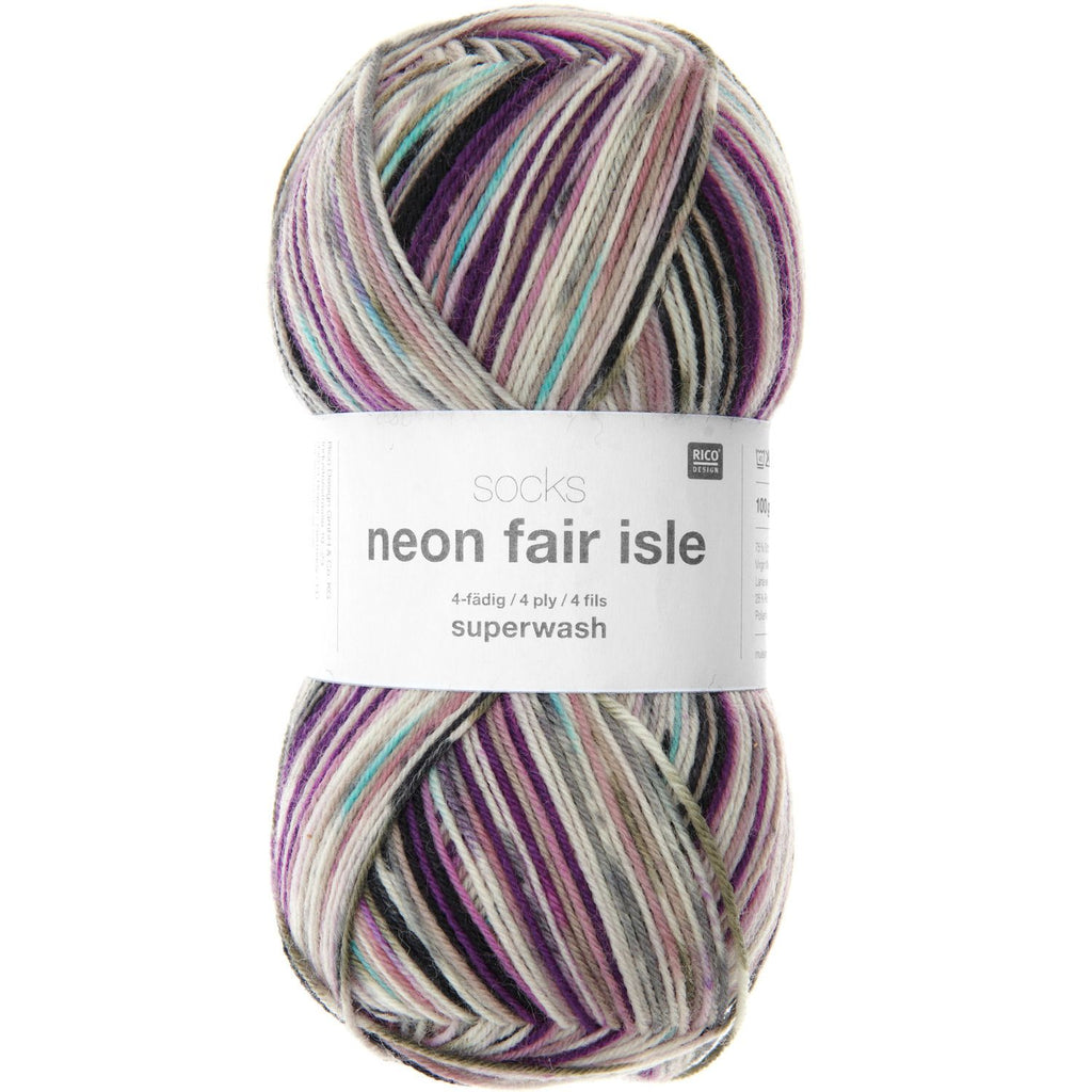 Socks neon fair isle