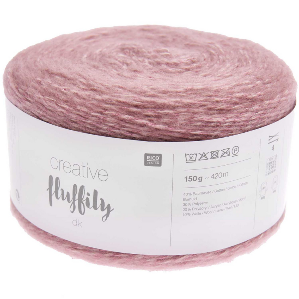 Pink yarn ball with a label on a white background