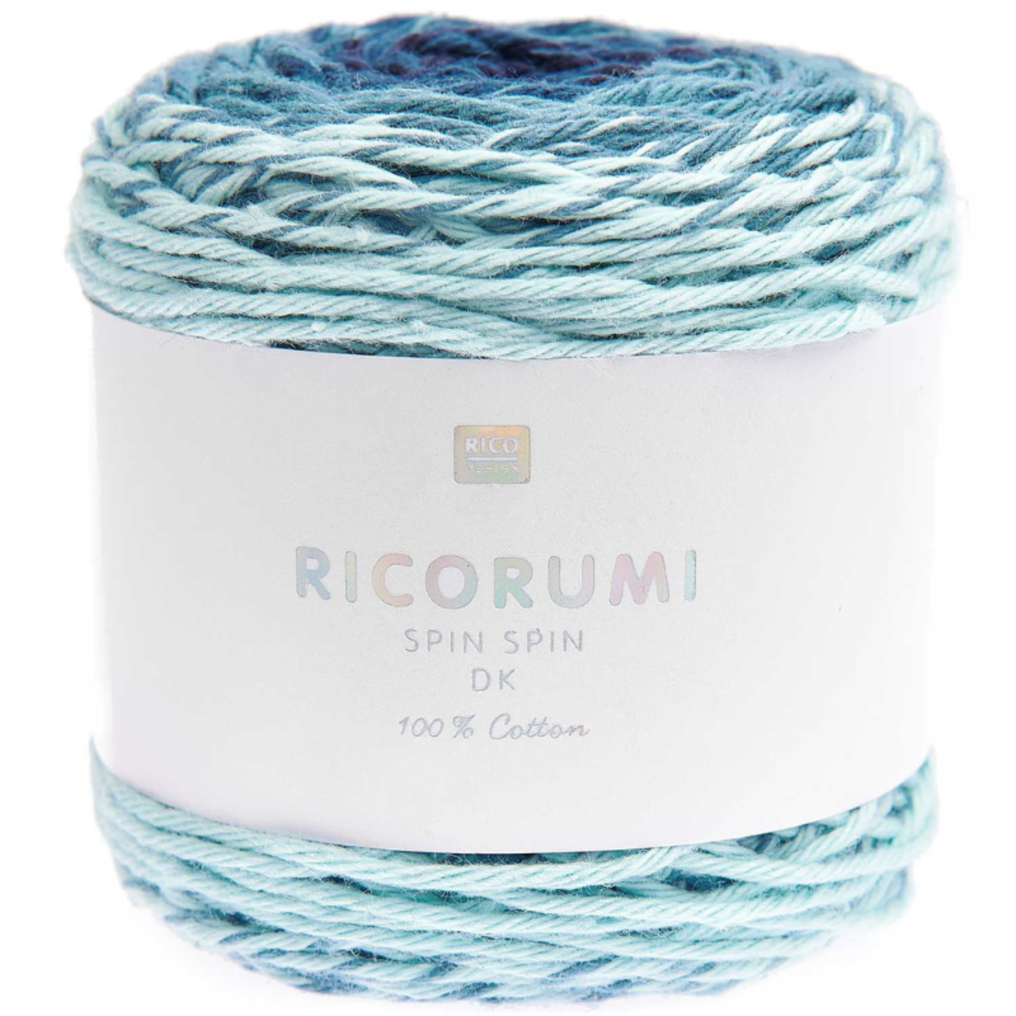 Ball of yarn with 'Ricorumi' label on a white background