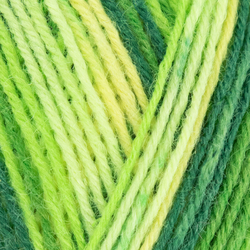 Close-up of green and yellow yarn strands